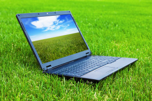 Laptop on grass